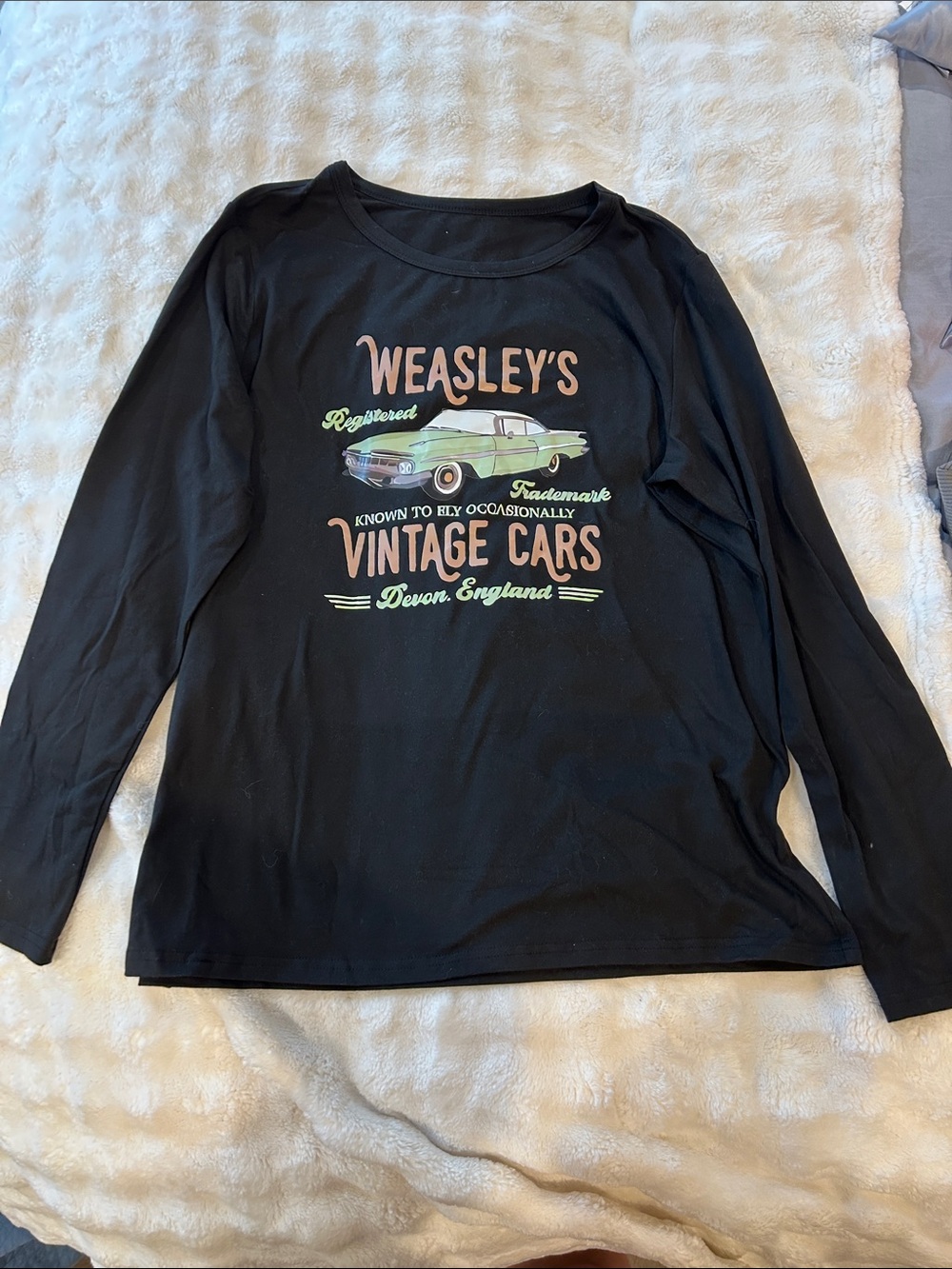 Vintage Cars Black Long-Sleeve Tee